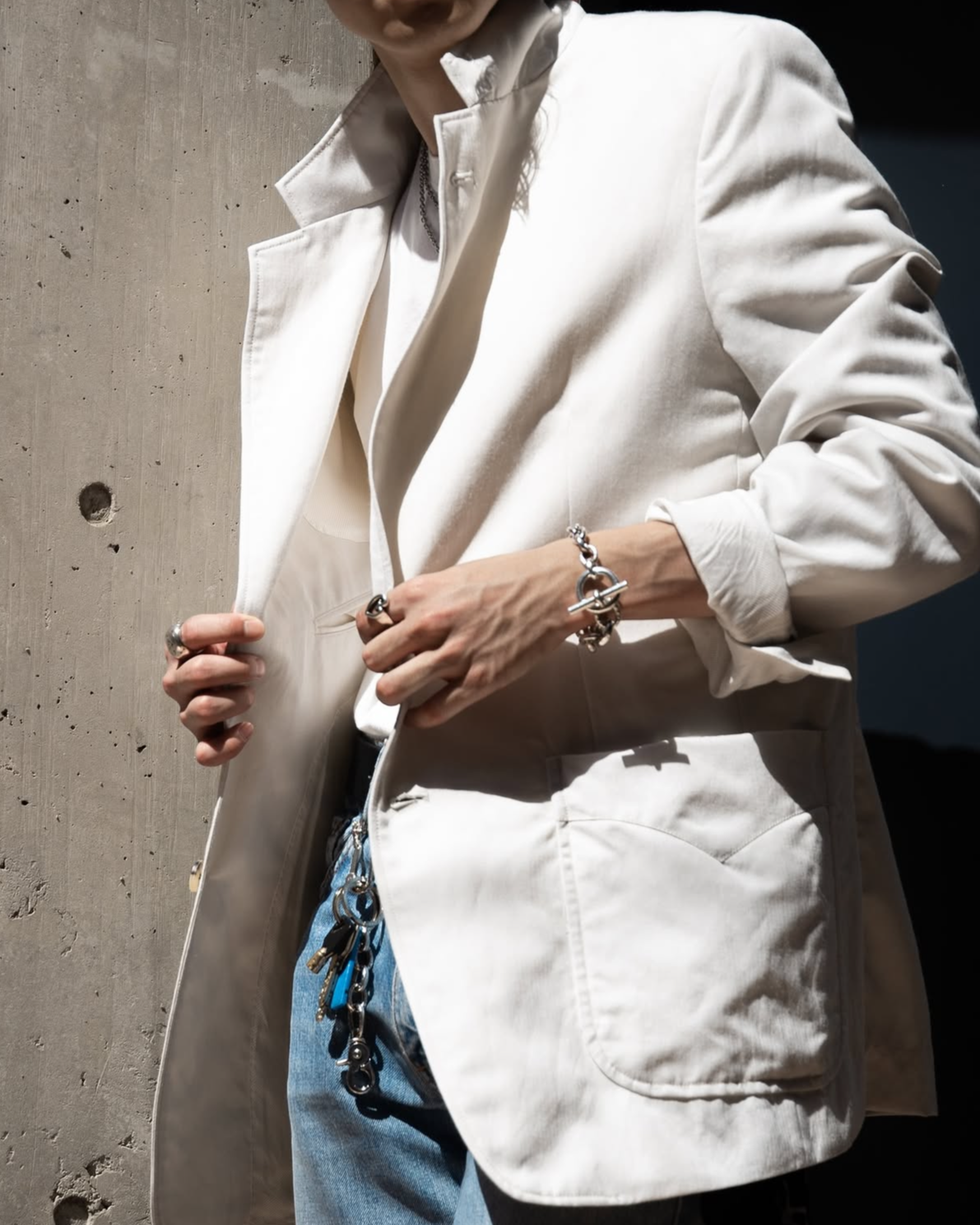 SINGLE BREASTED PACH POCKET JACKET - WOOL RAMIE MINI HB-