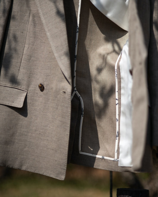 CLASSICAL DOUBLE BREASTED JACKET -RAYON RAMIE GABARDINE-