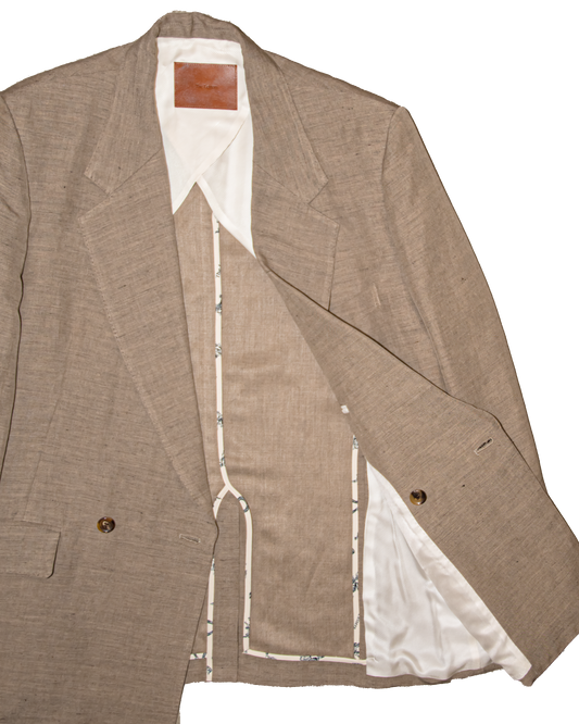 CLASSICAL DOUBLE BREASTED JACKET -RAYON RAMIE GABARDINE-