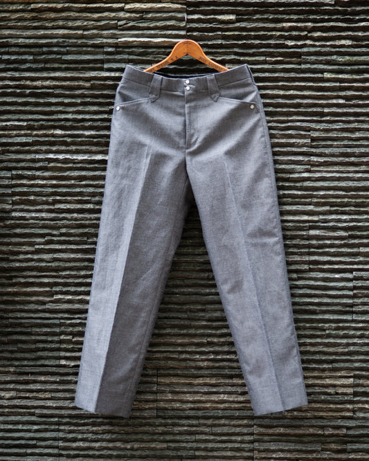 WESTERN STRAIGHT TROUSERS -WOOL RAMIE MINI HB-