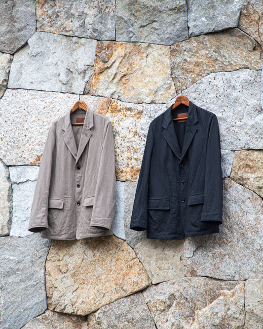 WORKERS BLAZER -HARD TWIST YARN LINEN WOOL-