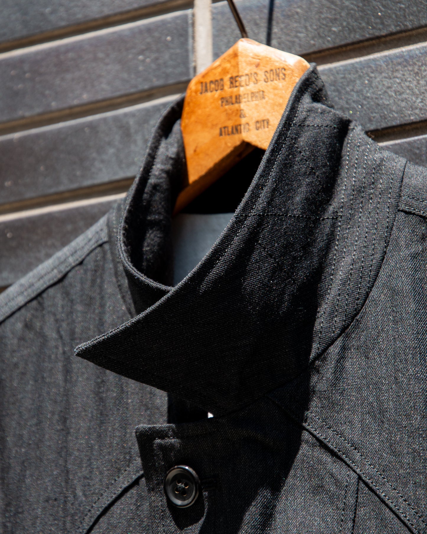 COW BOY JACKET -HARD TWIST YARN LINEN WOOL-