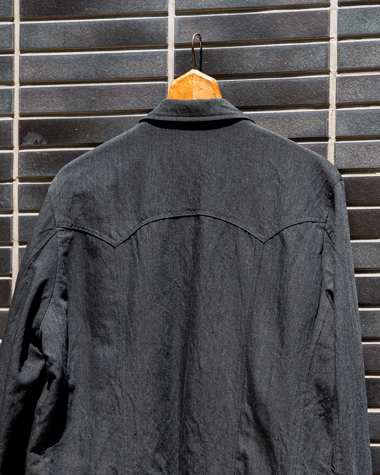 COW BOY JACKET -HARD TWIST YARN LINEN WOOL-