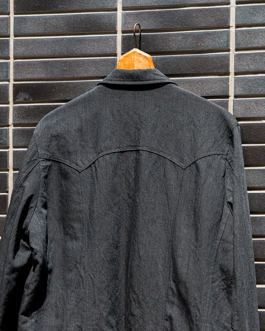 COW BOY JACKET -HARD TWIST YARN LINEN WOOL-