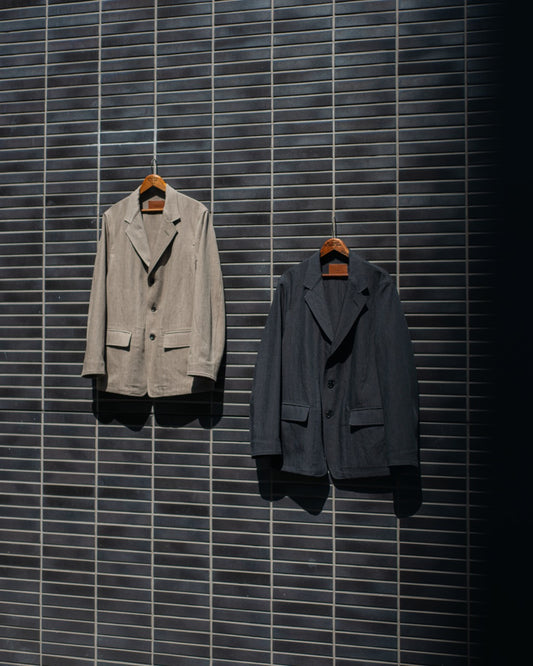 WORKERS BLAZER -HARD TWIST YARN LINEN WOOL-