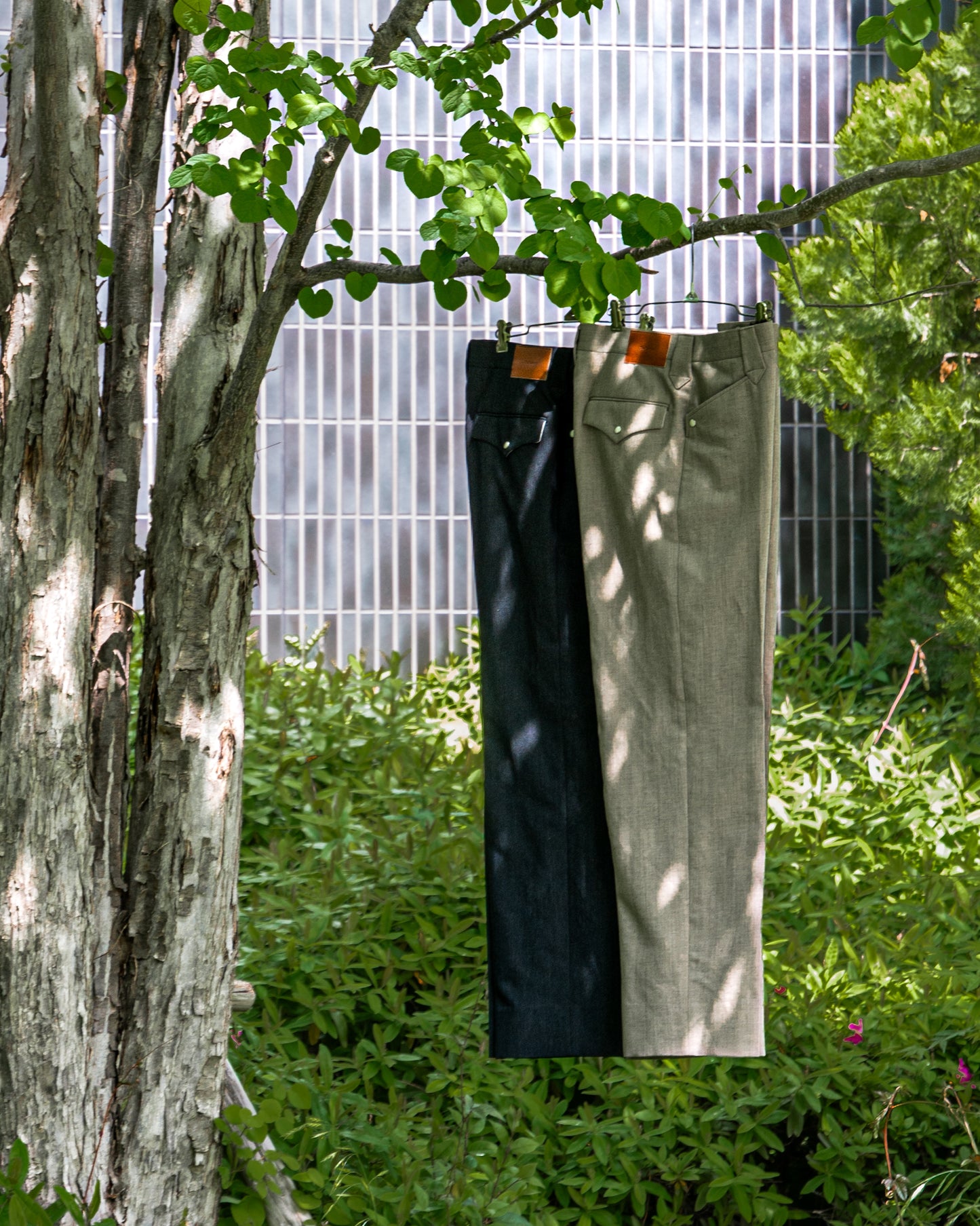 WESTERN TROUSERS -HARD TWIST YARN LINEN WOOL-