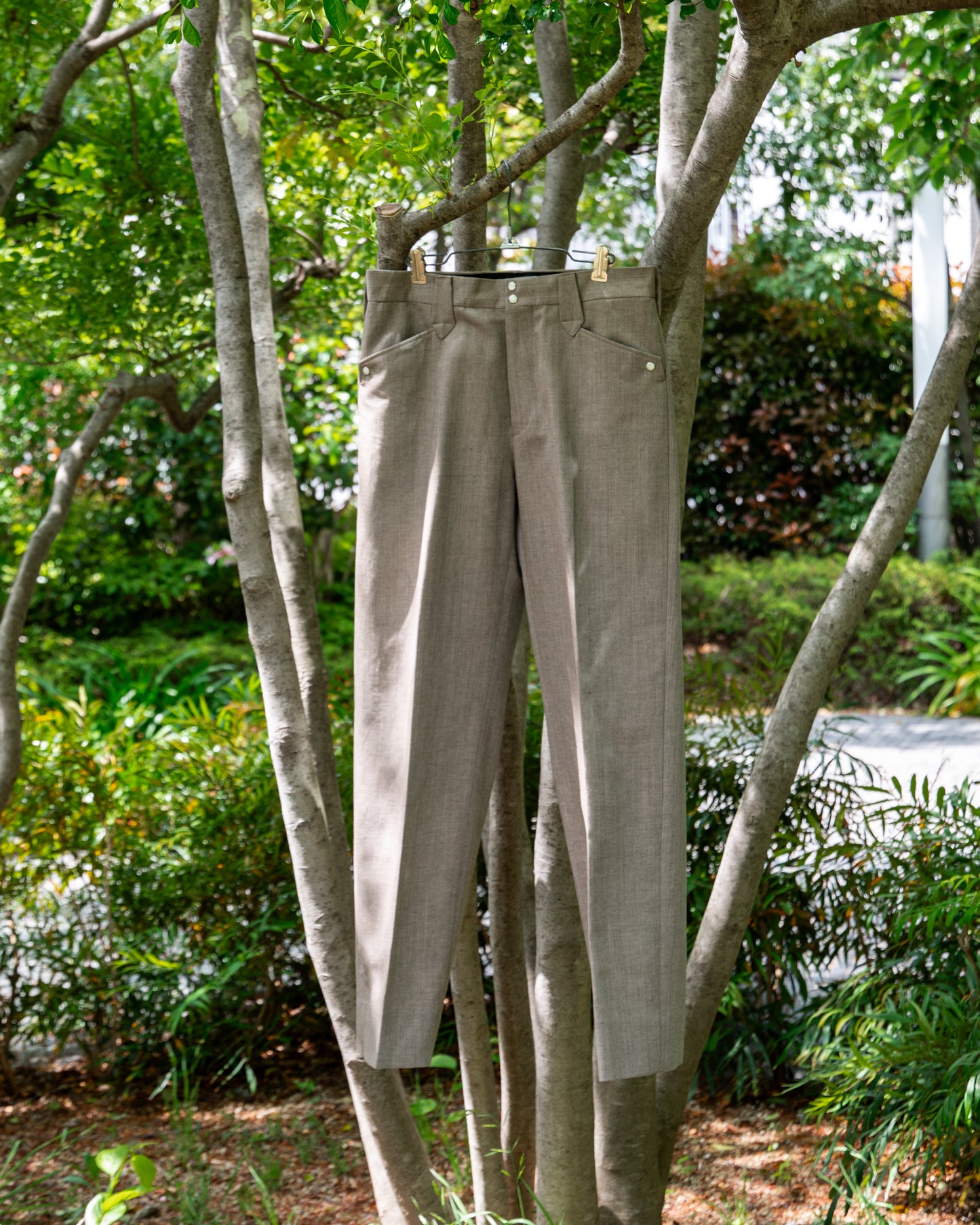 WESTERN TROUSERS -HARD TWIST YARN LINEN WOOL-