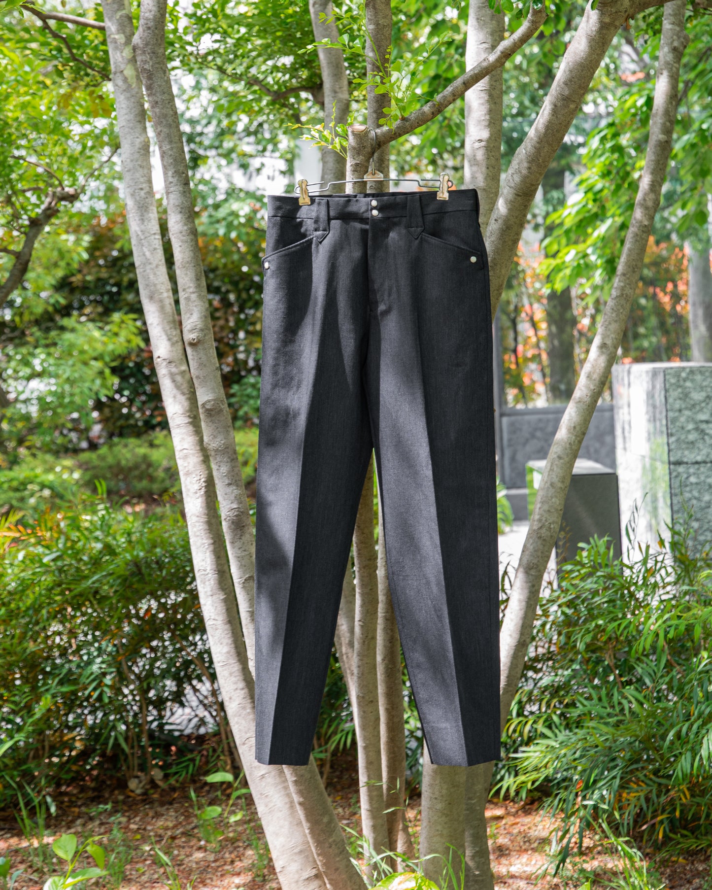 WESTERN TROUSERS -HARD TWIST YARN LINEN WOOL-