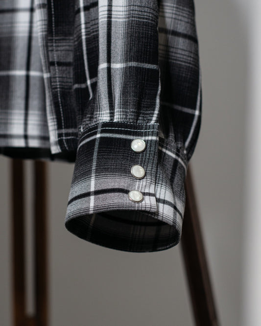 OPEN COLLAR SHIRT -OMBRE CHECK RAYON-