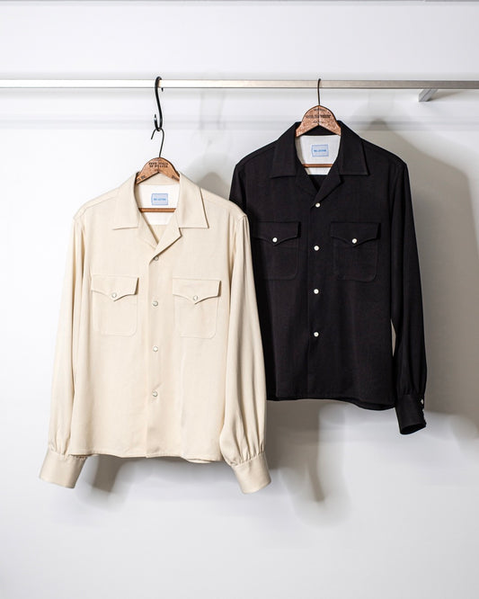 OPEN COLLAR SHIRT -RAYON GABARDINE-