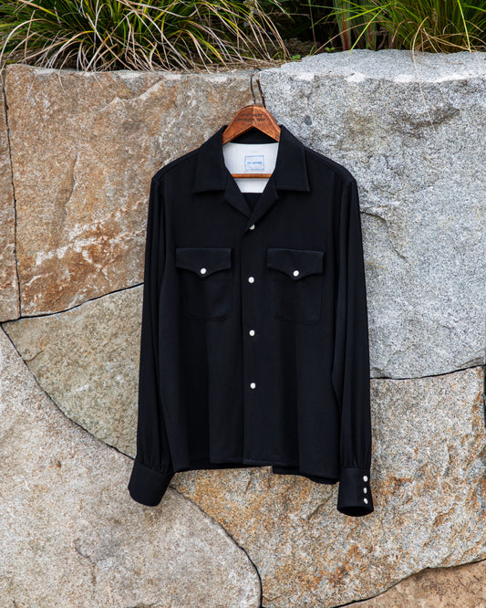 OPEN COLLAR SHIRT -RAYON GABARDINE-