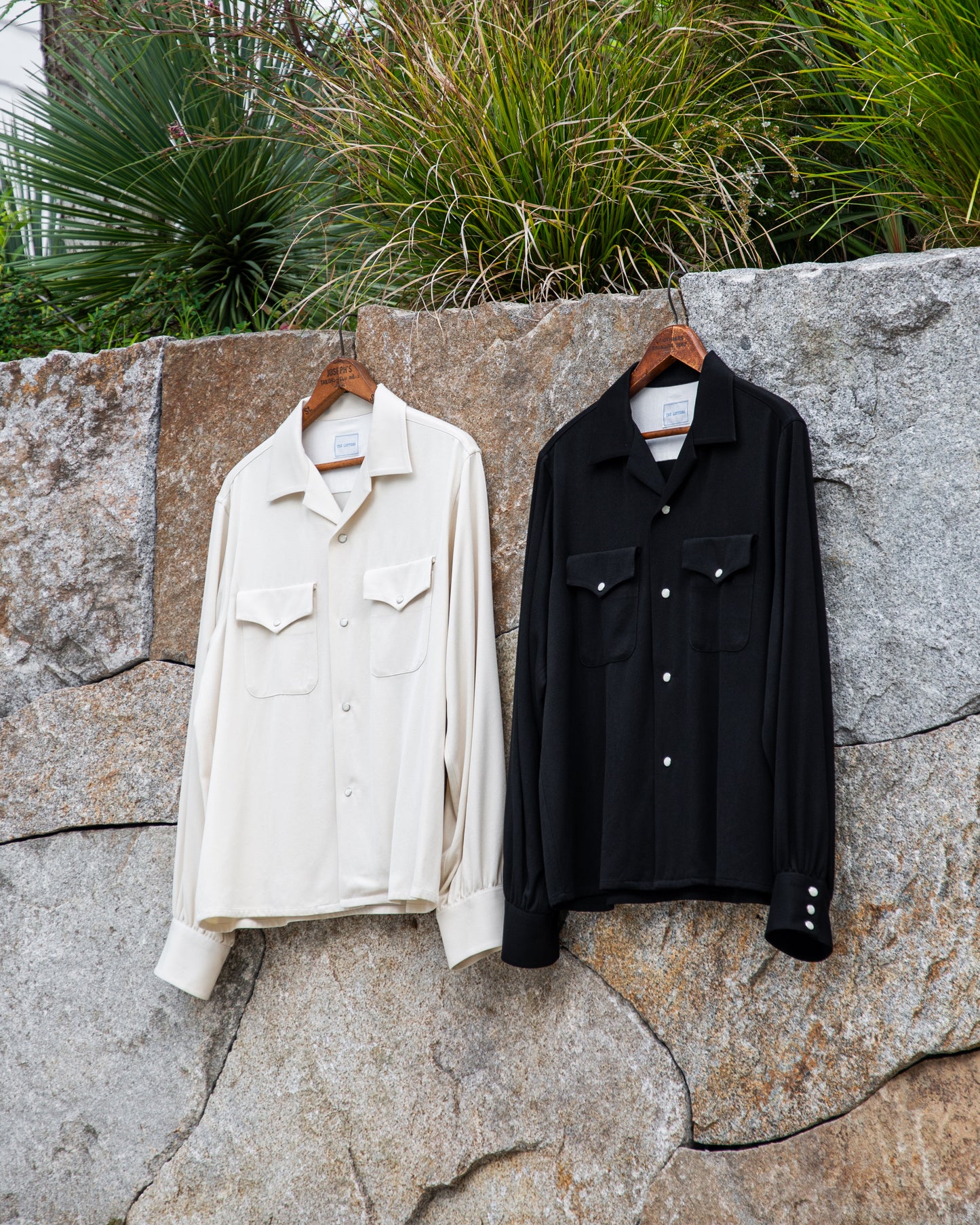 OPEN COLLAR SHIRT -RAYON GABARDINE-