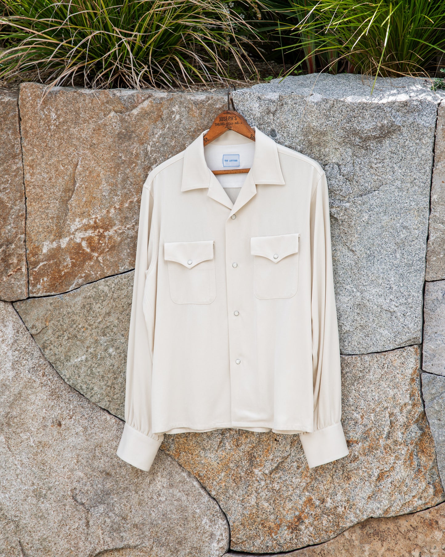 OPEN COLLAR SHIRT -RAYON GABARDINE-