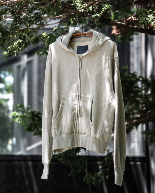 SWEAT ZIP-UP HOODIE -LOOPWHEEL FLEECE COTTON RAYON-