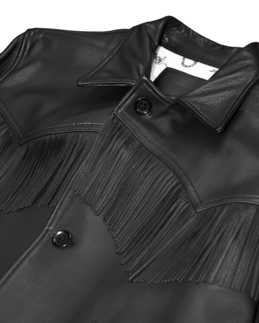 FRINGE LAPELED JACKET -GOAT SKIN-