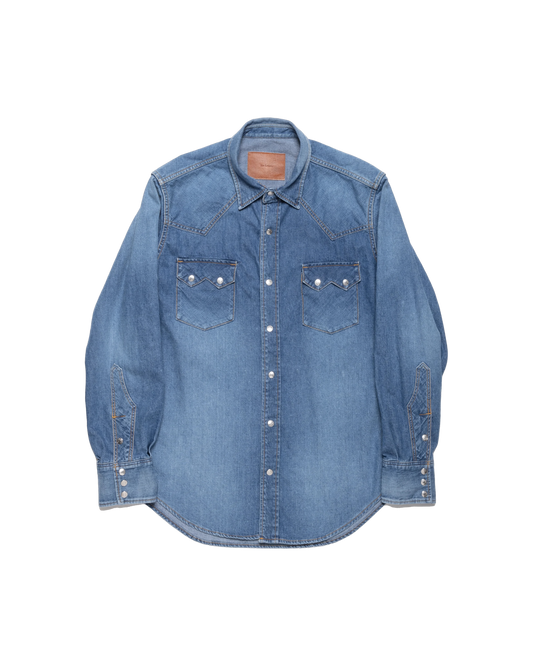 CLASSIC WESTERN SHIRT -USED WASHED DENIM-