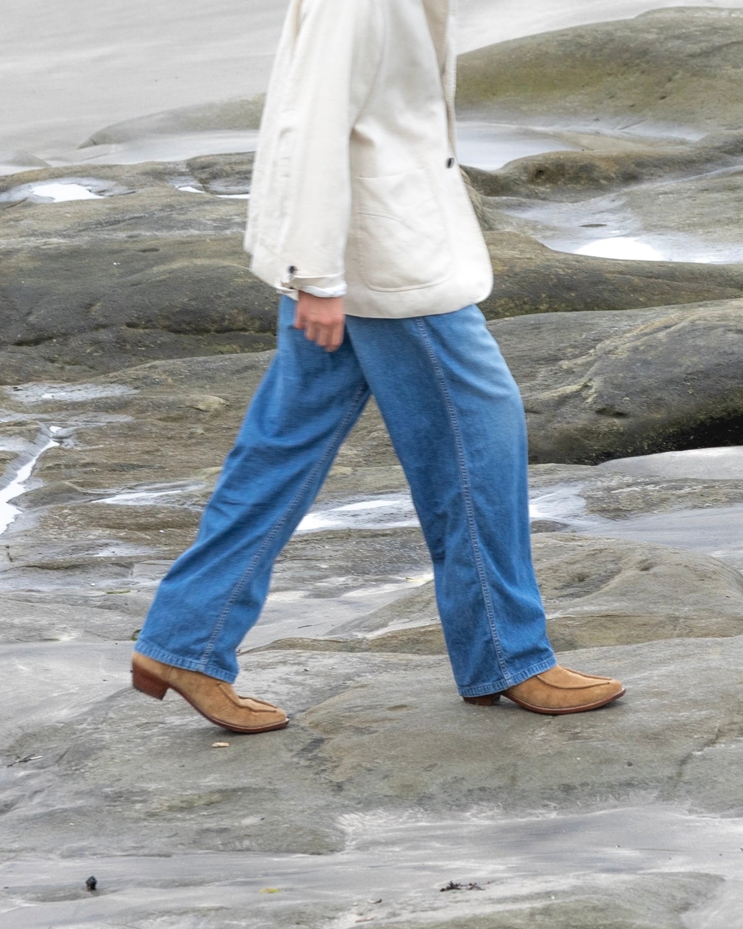 WORKERS WIDE PANTS -USED WASHED DENIM-