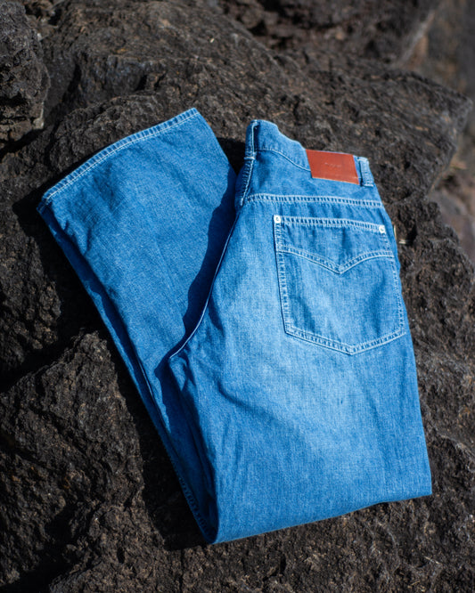 5 POCKET PANTS -USED WASHED DENIM-