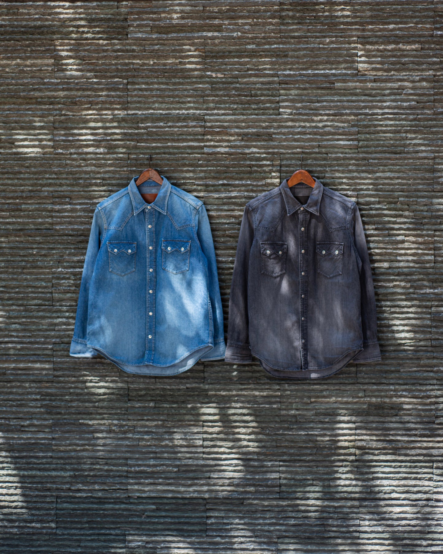 CLASSIC WESTERN SHIRT -USED WASHED DENIM-