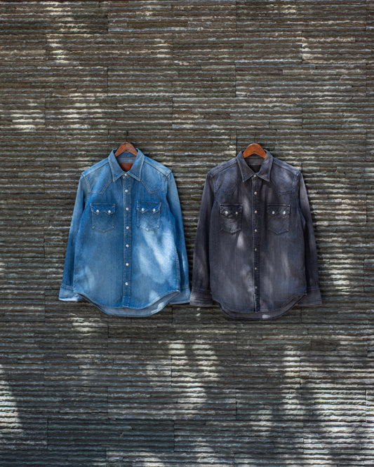 CLASSIC WESTERN SHIRT -USED WASHED DENIM-