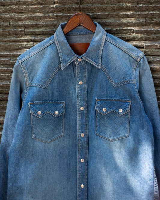 CLASSIC WESTERN SHIRT -USED WASHED DENIM-