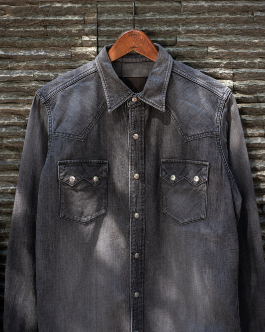 CLASSIC WESTERN SHIRT -USED WASHED DENIM-