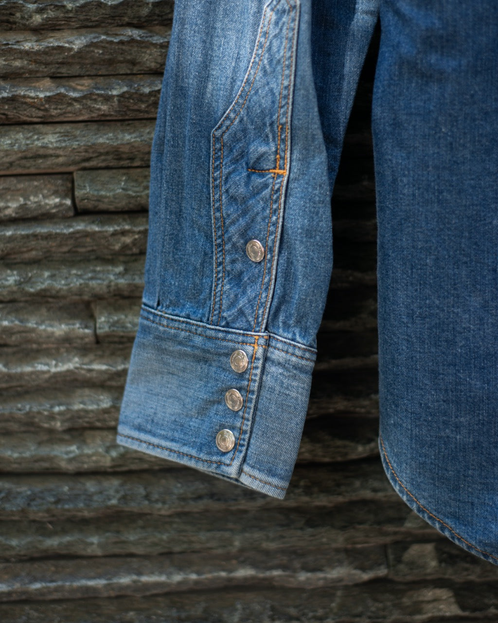 CLASSIC WESTERN SHIRT -USED WASHED DENIM-