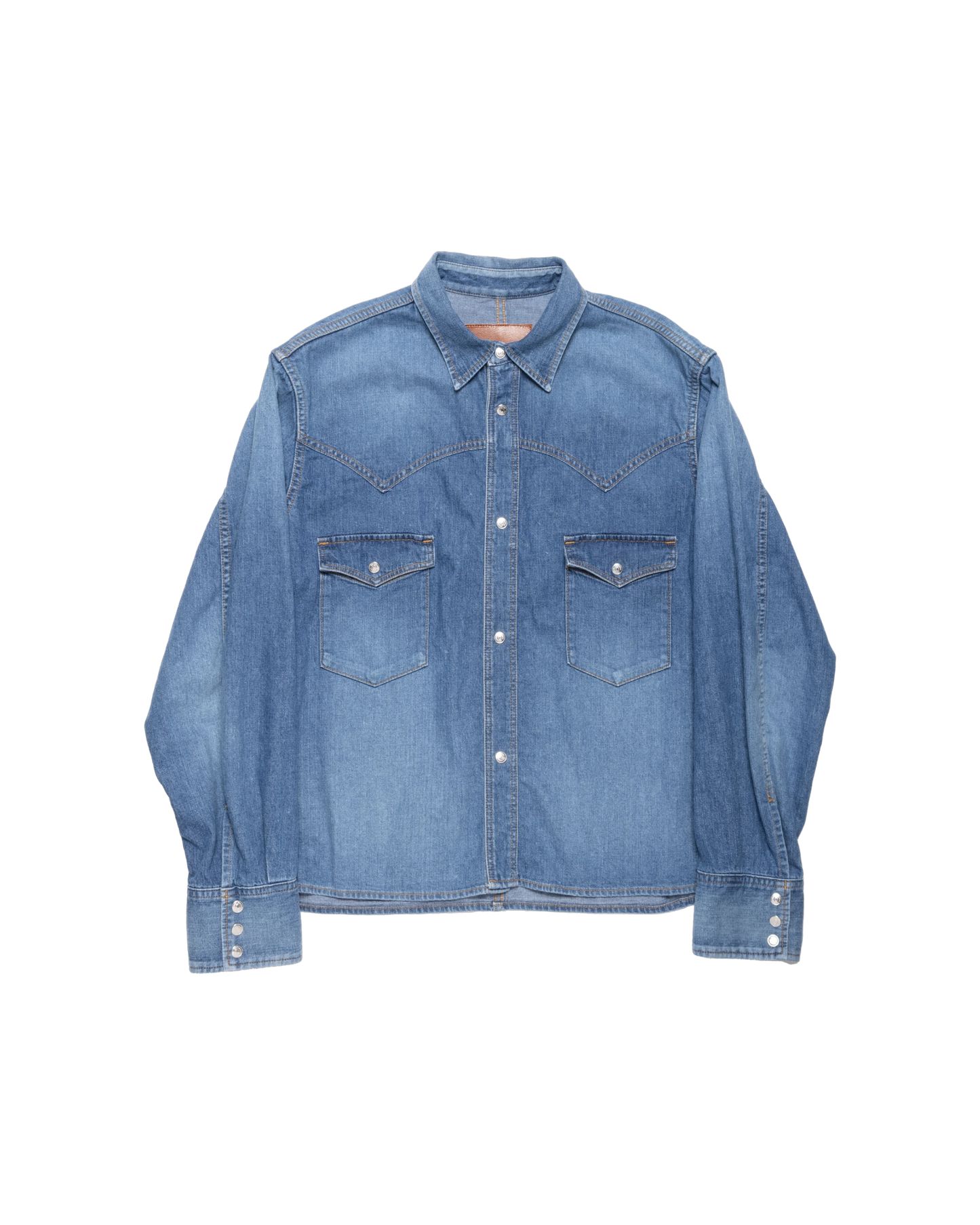 WESTERN SHORT SHIRT -USED WASHED DENIM-