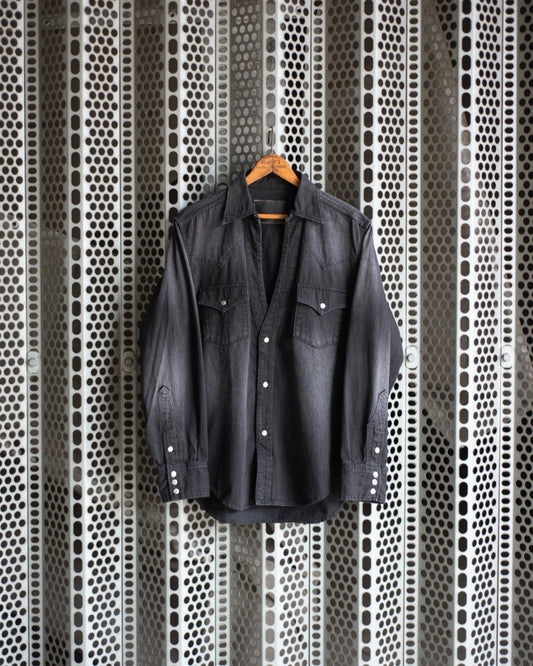 CUTTING WESTERN SHIRT -USED WASHED DENIM-