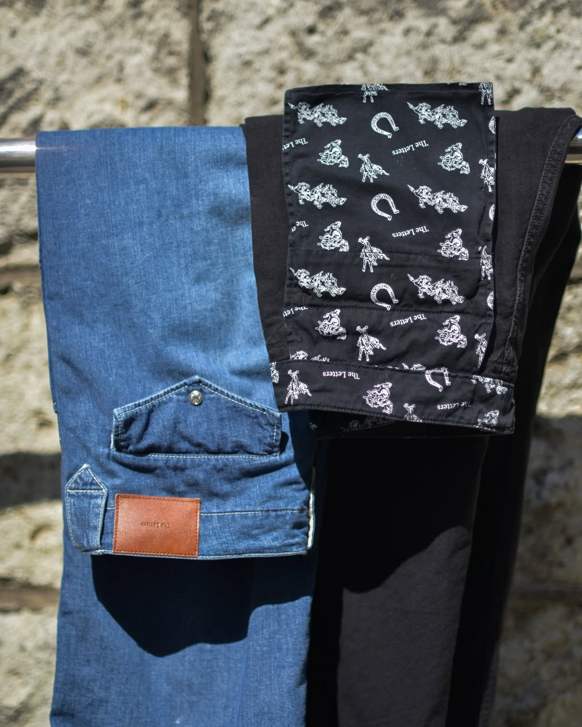 WESTERN RANCH TROUSERS -USED WASHED DENIM-