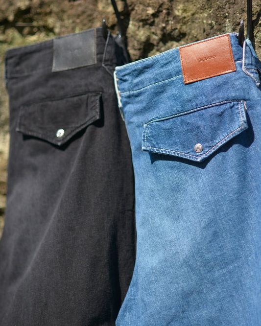 WESTERN RANCH TROUSERS -USED WASHED DENIM-