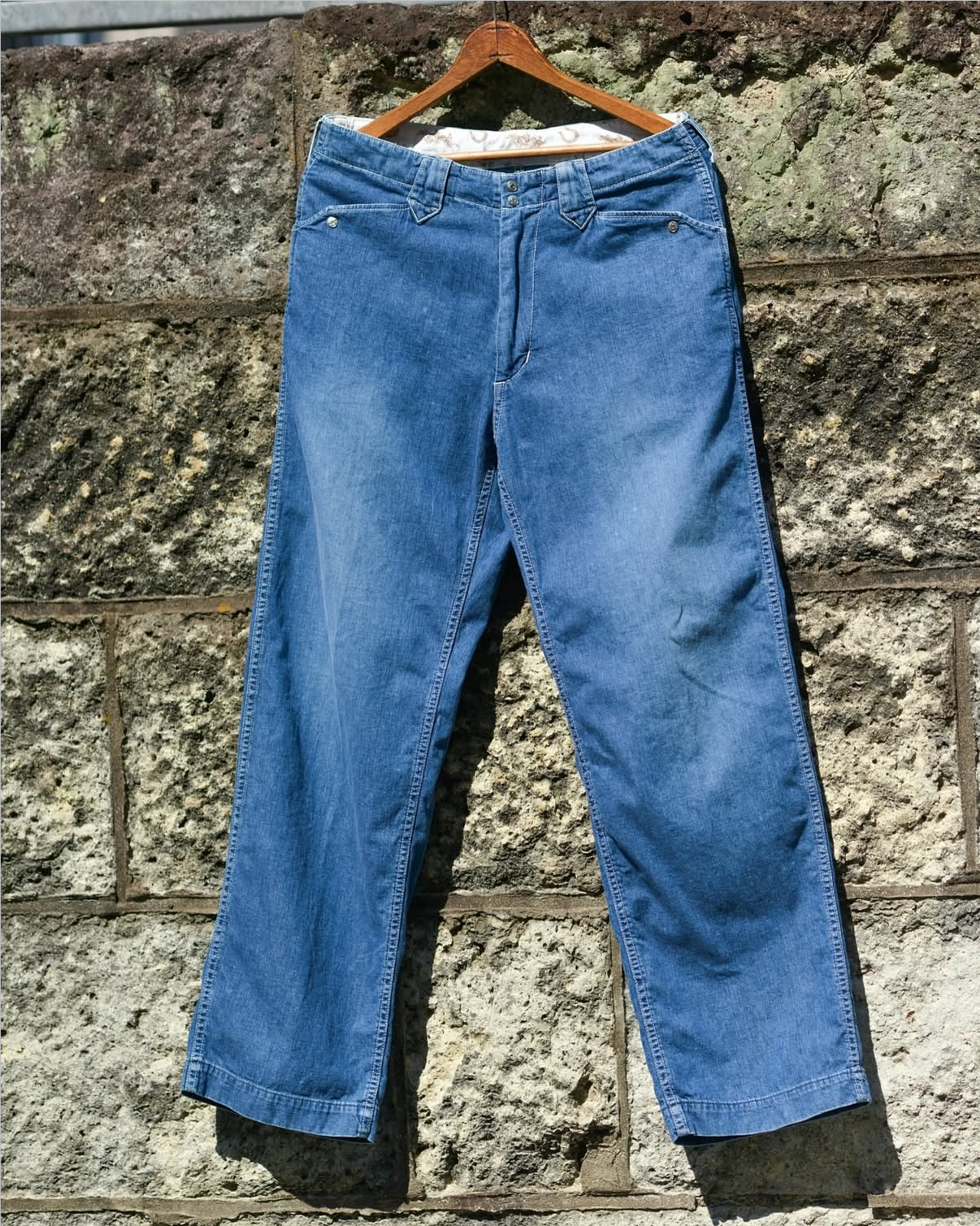 WESTERN RANCH TROUSERS -USED WASHED DENIM-