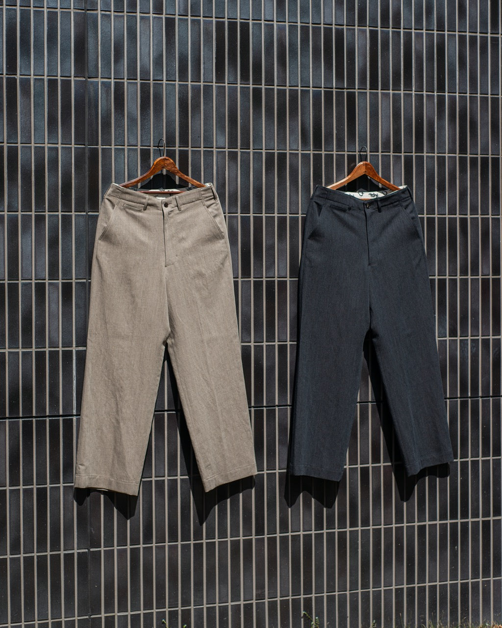 WORK TROUSERS -HARD TWIST YARN LINEN WOOL-