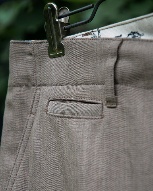 WORK TROUSERS -HARD TWIST YARN LINEN WOOL-