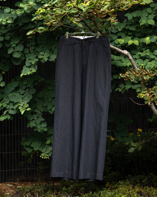 WORK TROUSERS -HARD TWIST YARN LINEN WOOL-