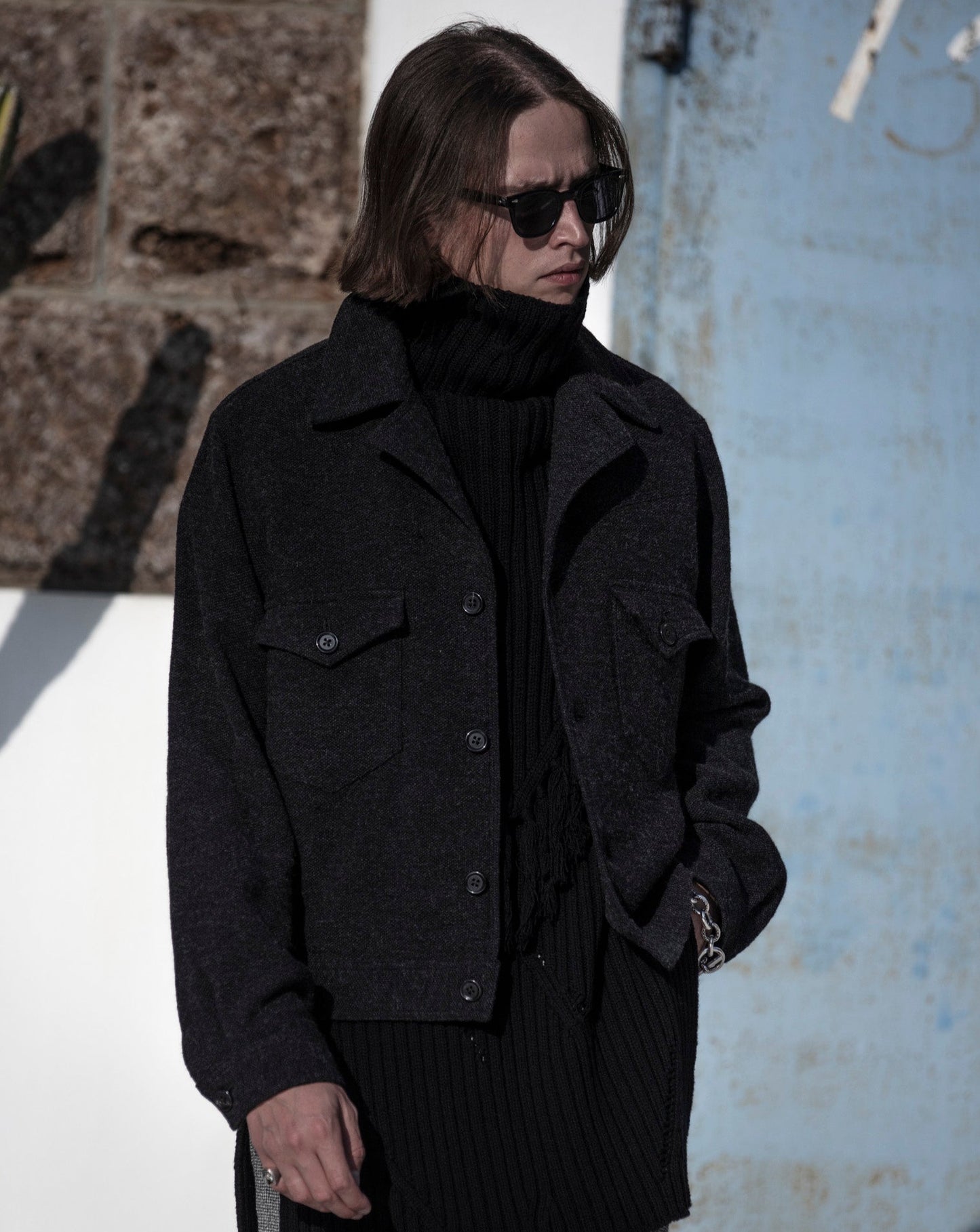 WIDE COLLAR JACKET -NEP HOMESPUN WOOL- ※60%OFF