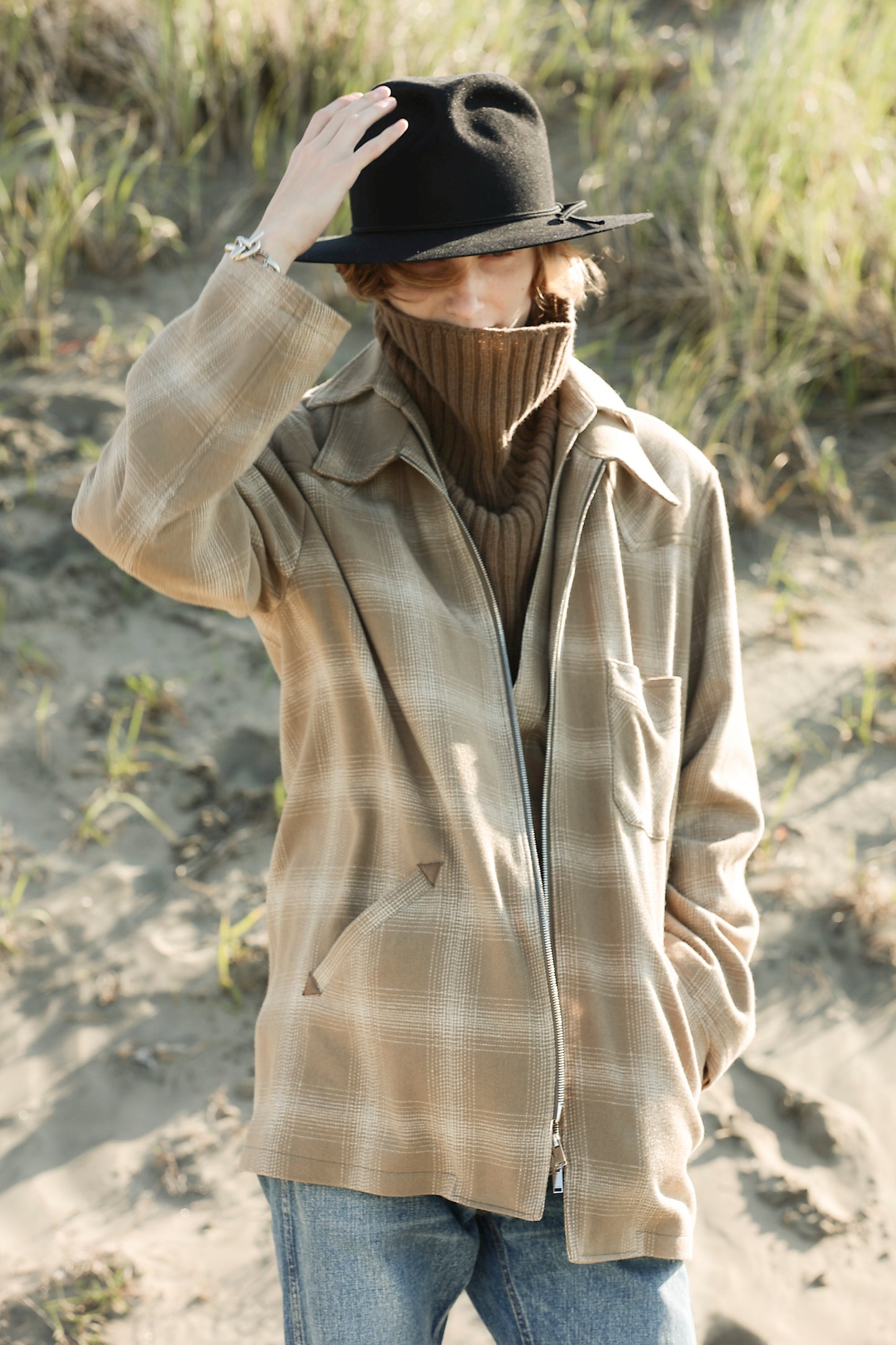 WESTERN ZIP BLOUSON -WOOL FLANNEL CHECK- ※70%OFF